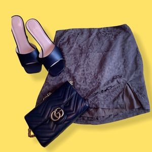 FOREVER 21 Mini Green Leopard Print Silk Skirt